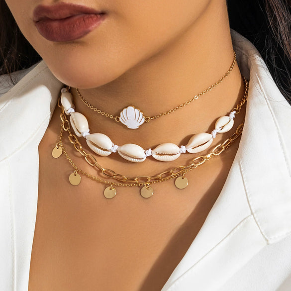 Jewelry Zinc Alloy Resin Beaded Necklace With Starfish Shell Star Shape Retro Electroplating For Women