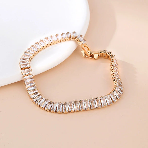 Jewelry Zircon Inlaid Copper Bamboo Chain Threepiece Set Necklace Earrings Bracelet