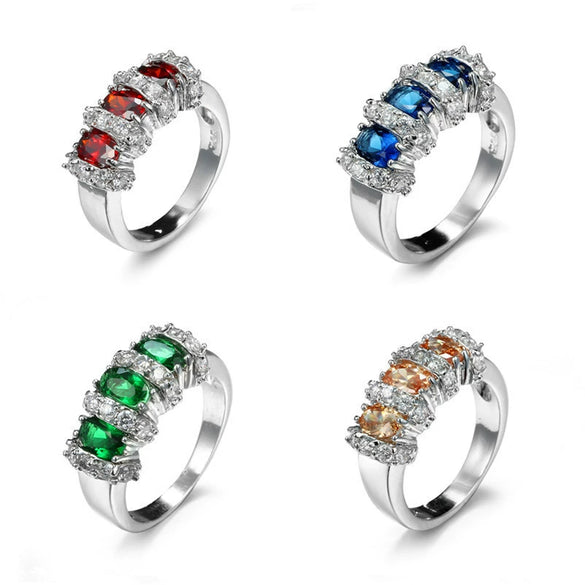 Jewelry Zircon Ring Copper Geometric Electroplating Women's