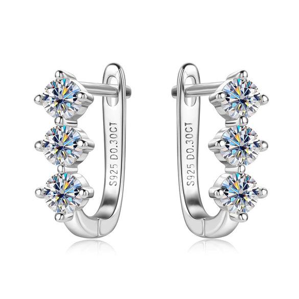 Joker Style Geometric Moissanite S225 Silver Earrings Jewelry