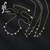 14K Gold Electroplated Stainless Steel Fivepointed Star Cross Love Clavicle Chain With Ochain