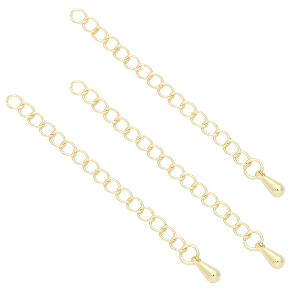 14K Gold Jewelry Accessories With Geometric Style Electroplated Beaded Extended Chain And Lobster Clasp For Diy Bracelet And Necklace