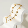 18K Gold Plated 316L Stainless Steel Beaded Petal Disc Pendant Anklet Accessories For Women