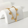 18K Gold Plated 316L Stainless Steel Beaded Petal Disc Pendant Anklet Accessories For Women
