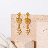 18K Gold Plated Natural Pearl Leaf Design Geometric Stainless Steel Earrings With Vacuum Plating In Furnace 18K Electroplating