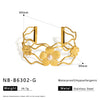 18K Gold Plated Stainless Steel Cut Out Heart Open Bracelet With 18K Vacuum Plating In Furnace