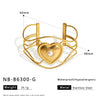 18K Gold Plated Stainless Steel Cut Out Heart Open Bracelet With 18K Vacuum Plating In Furnace