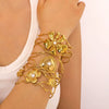 18K Gold Plated Stainless Steel Cut Out Heart Open Bracelet With 18K Vacuum Plating In Furnace
