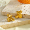 18K Gold Plated Stainless Steel Irregular Flower Geometric Earrings For Women With Non Fading Electroplated Finish