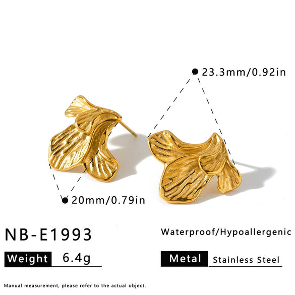 18K Gold Plated Stainless Steel Irregular Flower Geometric Earrings For Women With Non Fading Electroplated Finish