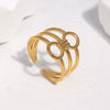 18K Gold Plated Stainless Steel Open Ring For Women With Adjustable Geometric Design And Modern Minimalist Style