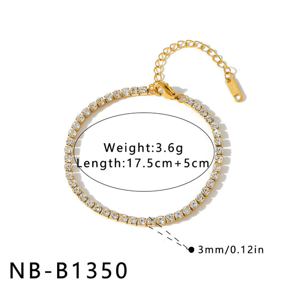 18K Vacuum Plated Stainless Steel Women's Bracelet With Geometric Zircon Design Light Luxury Fashion Jewelry