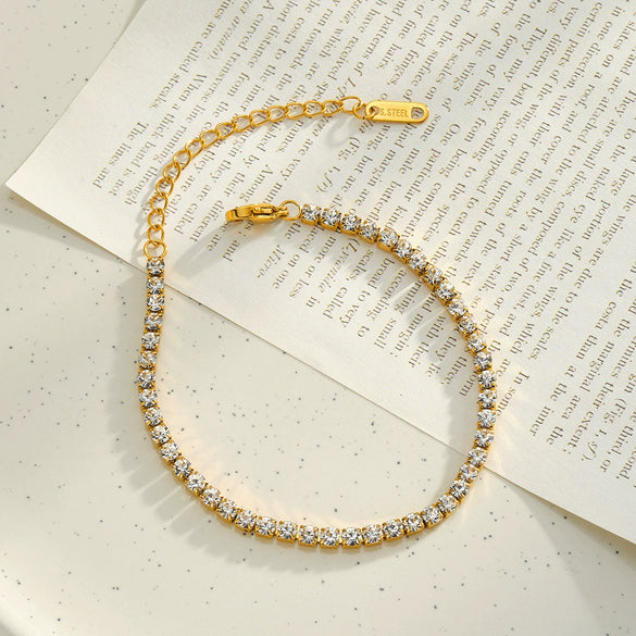 18K Vacuum Plated Stainless Steel Women's Bracelet With Geometric Zircon Design Light Luxury Fashion Jewelry