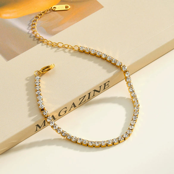 18K Vacuum Plated Stainless Steel Women's Bracelet With Geometric Zircon Design Light Luxury Fashion Jewelry
