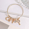 Key And Lock Zinc Alloy Bracelet With Gold Tone Electroplated Finish Romantic Couple Jewelry