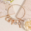 Key And Lock Zinc Alloy Bracelet With Gold Tone Electroplated Finish Romantic Couple Jewelry