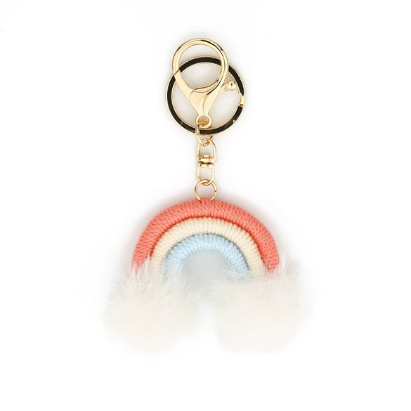 Key Chain Cotton Thread Handwoven Rainbow Pendant