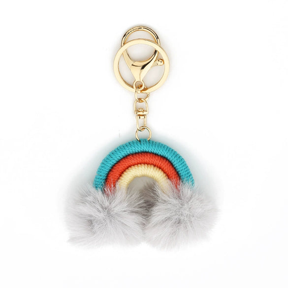 Key Chain Cotton Thread Handwoven Rainbow Pendant