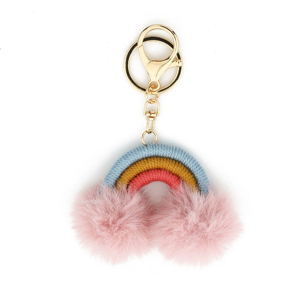 Key Chain Cotton Thread Handwoven Rainbow Pendant