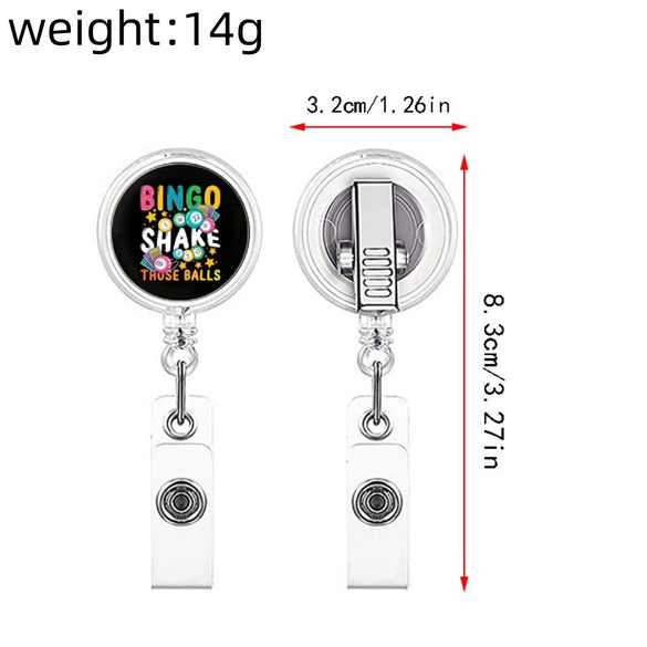 Key Chain Plastic Abs Modern Art Billiard Patch Retractable Rotating Id Back Clip Glue Puller