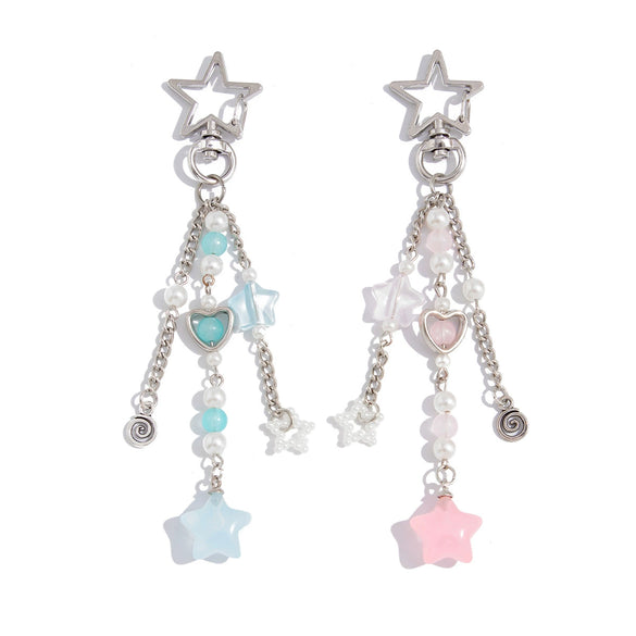 Key Pendant Alloy Acrylic Imitation Pearl Fruit Pattern Semimanual Strawberry Bow Fivepointed Star Design