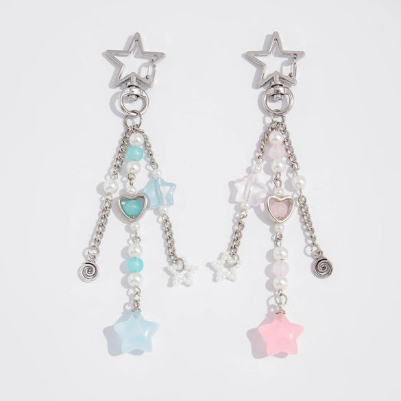 Key Pendant Alloy Acrylic Imitation Pearl Fruit Pattern Semimanual Strawberry Bow Fivepointed Star Design