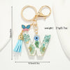 Key Ring Pendant With Dried Flower Letter Pattern Fashion Style Dripping Glue Process