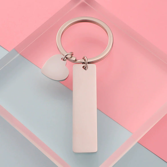 Keychain Accessories Stainless Steel Rectangular Heart Love Pendant