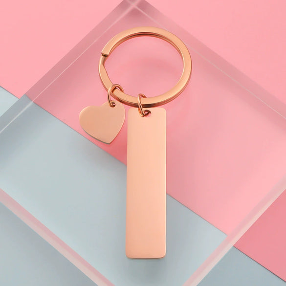Keychain Accessories Stainless Steel Rectangular Heart Love Pendant