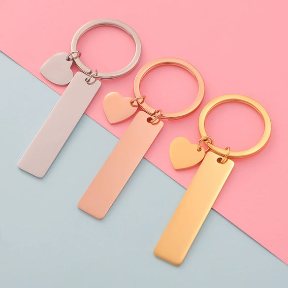 Keychain Accessories Stainless Steel Rectangular Heart Love Pendant