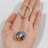 Keychain Metal Glass Solar System Galaxy Nebula Double Sided Ball Pendant Electroplating Stars Sun Moon Clouds Universe Design