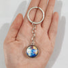 Keychain Metal Glass Solar System Galaxy Nebula Double Sided Ball Pendant Electroplating Stars Sun Moon Clouds Universe Design