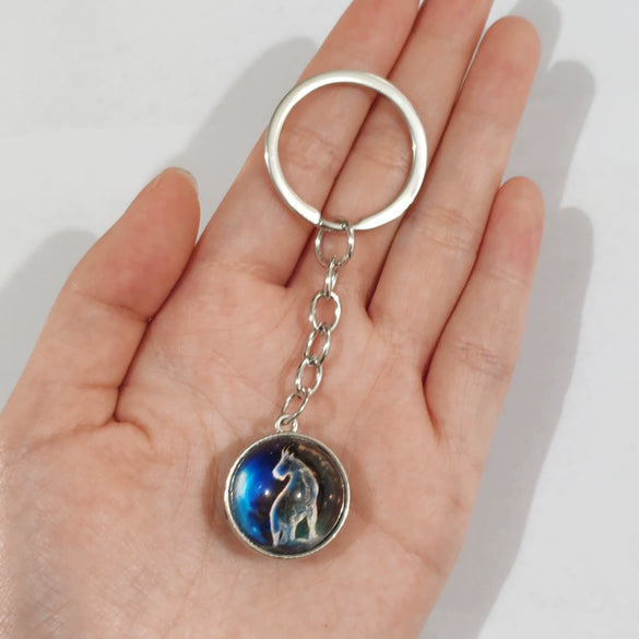 Keychain Metal Glass Solar System Galaxy Nebula Double Sided Ball Pendant Electroplating Stars Sun Moon Clouds Universe Design