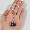 Keychain Metal Glass Solar System Galaxy Nebula Double Sided Ball Pendant Electroplating Stars Sun Moon Clouds Universe Design