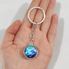Keychain Metal Glass Solar System Galaxy Nebula Double Sided Ball Pendant Electroplating Stars Sun Moon Clouds Universe Design