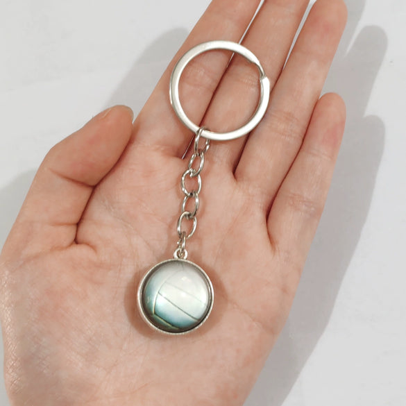 Keychain Metal Glass Solar System Galaxy Nebula Double Sided Ball Pendant Electroplating Stars Sun Moon Clouds Universe Design