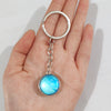 Keychain Metal Glass Solar System Galaxy Nebula Double Sided Ball Pendant Electroplating Stars Sun Moon Clouds Universe Design