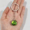 Keychain Metal Glass Solar System Galaxy Nebula Double Sided Ball Pendant Electroplating Stars Sun Moon Clouds Universe Design