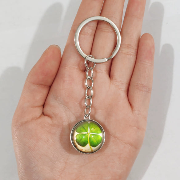 Keychain Metal Glass Solar System Galaxy Nebula Double Sided Ball Pendant Electroplating Stars Sun Moon Clouds Universe Design