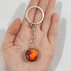 Keychain Metal Glass Solar System Galaxy Nebula Double Sided Ball Pendant Electroplating Stars Sun Moon Clouds Universe Design