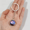 Keychain Metal Glass Solar System Galaxy Nebula Double Sided Ball Pendant Electroplating Stars Sun Moon Clouds Universe Design