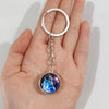 Keychain Metal Glass Solar System Galaxy Nebula Double Sided Ball Pendant Electroplating Stars Sun Moon Clouds Universe Design