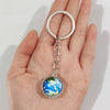 Keychain Metal Glass Solar System Galaxy Nebula Double Sided Ball Pendant Electroplating Stars Sun Moon Clouds Universe Design