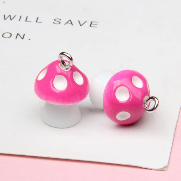 Keychain Natural Mushroom-Shaped Pendant DIY Necklace Pendant Dust Plug Pendant With Hanging Pin 12mm