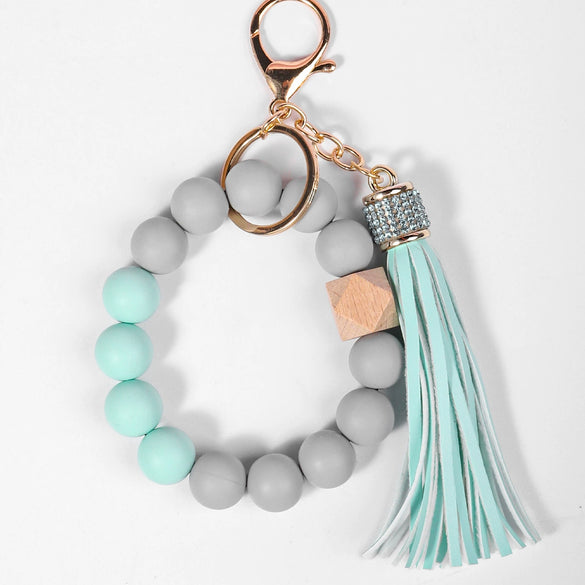 Keychain Pendant Silicone Beaded Tassel Plastic Resin