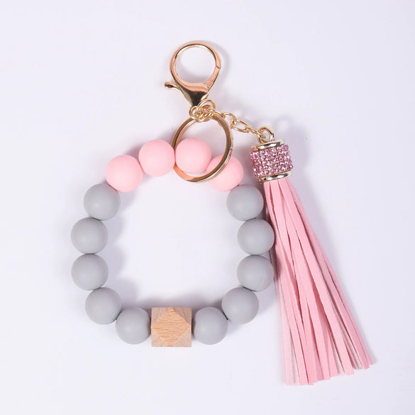 Keychain Pendant Silicone Beaded Tassel Plastic Resin