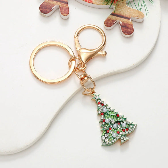 Keychain Pendant Zinc Alloy Christmas Tree Electroplated With Christmas Style