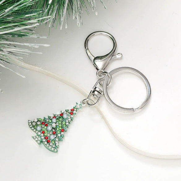 Keychain Pendant Zinc Alloy Christmas Tree Electroplated With Christmas Style