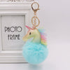 Keychain Plush Pu Leather Unicorn Fur Ball