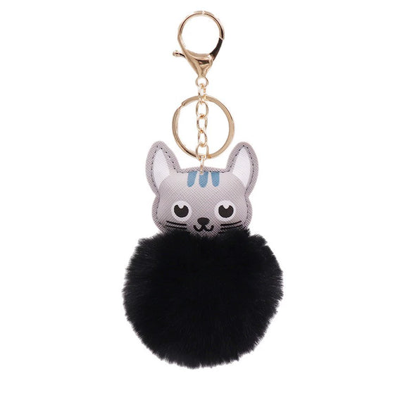 Keychain Pu Leather Kitten Plush Fur Ball Accessories
